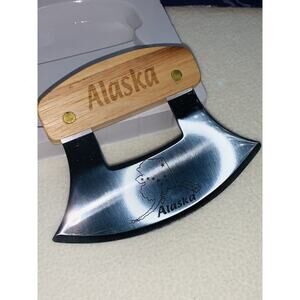 Ulu Knife Alaskan Explorer Hardwood Handle Stainless Steel Blade Stand Included